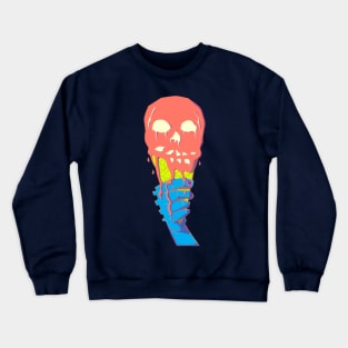 Neo Pop Neon Death's Head Skull Creamsicle Waffle Cone Crewneck Sweatshirt